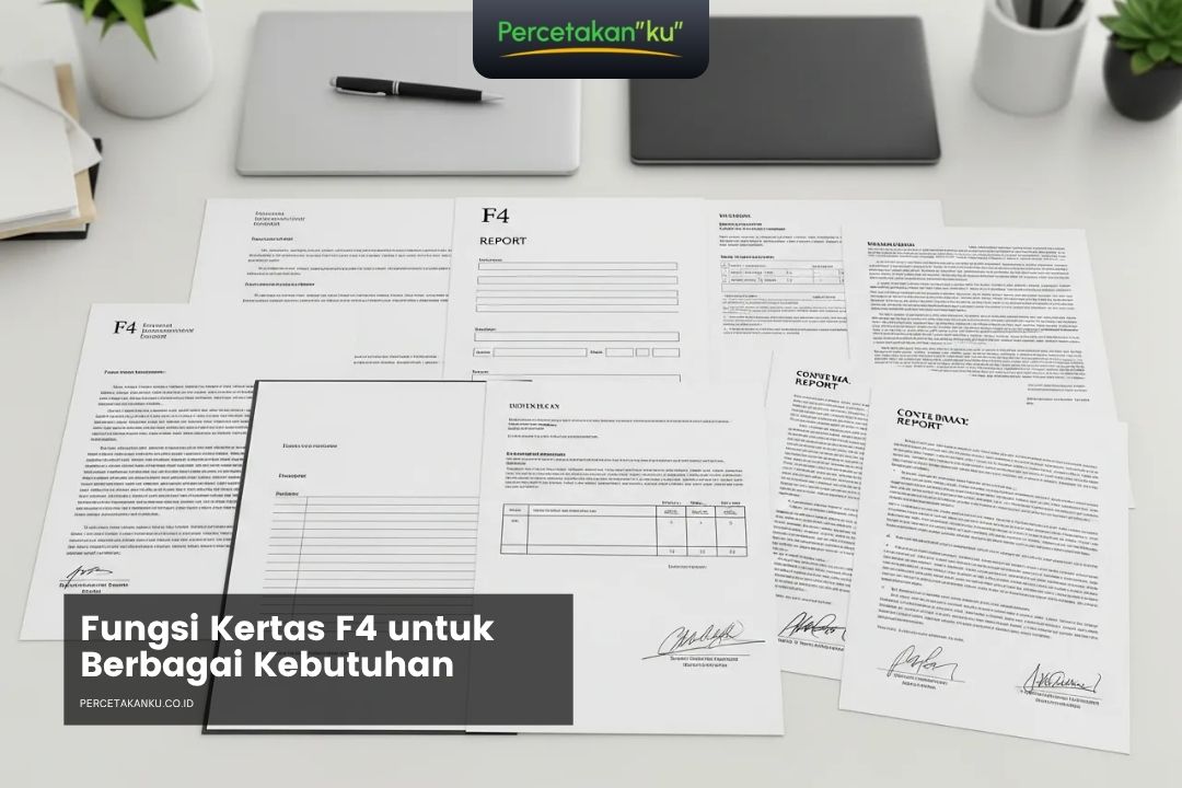 Contoh penggunaan kertas F4 untuk surat resmi, formulir, laporan, dan dokumen kantor.
